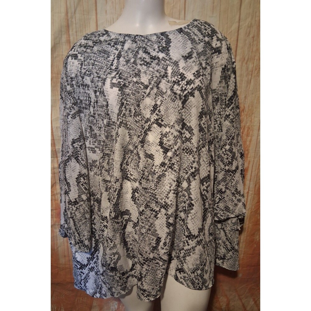 Worthington Multicolor Snake Print Short Sleeve Blouse Sz 4X